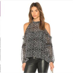 MISA LA Margarita Cold Shoulder Top Blouse Chiffon -Size S